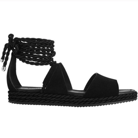 Whistles Mimosa Tie Rope Flatform Sandals Sz 39 Leather Women’s Black - Picture 1 of 15